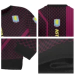 Aston Villa Circles Mesh Claret Black Sweater Best Selling