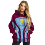 Aston Villa Concentric Lines Claret Hoodie Best Selling