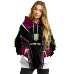 Aston Villa Futuristic Pattern Claret Black Hoodie Best Selling