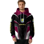 Aston Villa Futuristic Pattern Claret Black Hoodie Best Selling