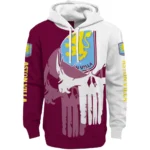 Aston Villa Graphic Punisher Claret White Hoodie Best Selling
