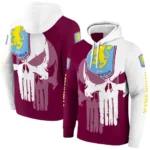 Aston Villa Graphic Punisher Claret White Hoodie Best Selling