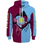 Aston Villa Heartbeat Graphic Claret Hoodie Best Selling