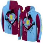 Aston Villa Heartbeat Graphic Claret Hoodie Best Selling
