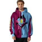 Aston Villa Heartbeat Graphic Claret Hoodie Best Selling