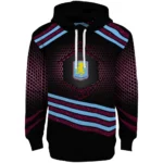 Aston Villa Hexagonal Pattern Claret Black Hoodie Best Selling