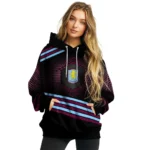 Aston Villa Hexagonal Pattern Claret Black Hoodie Best Selling