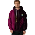 Aston Villa Monogram Pattern Claret Hoodie Best Selling