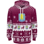 Aston Villa Reindeer Motif Claret Hoodie Best Selling
