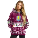 Aston Villa Reindeer Motif Claret Hoodie Best Selling
