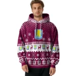 Aston Villa Reindeer Motif Claret Hoodie Best Selling