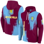Aston Villa Splatter Effect Claret Hoodie Best Selling