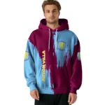 Aston Villa Splatter Effect Claret Hoodie Best Selling
