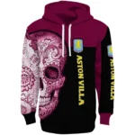 Aston Villa Sugar Skull Claret Black Hoodie Best Selling