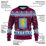 Aston Villa Tree Pattern Claret Sweater Best Selling