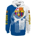 Barcelona Graphic Punisher Blue White Hoodie Best Selling