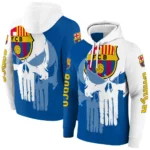 Barcelona Graphic Punisher Blue White Hoodie Best Selling