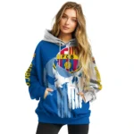 Barcelona Graphic Punisher Blue White Hoodie Best Selling