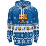 Barcelona Reindeer Motif Blue Hoodie Best Selling