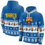 Barcelona Reindeer Motif Blue Hoodie Best Selling