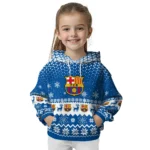 Barcelona Reindeer Motif Blue Hoodie Best Selling