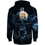 Barcelona Skull Artwork Blue Black Hoodie Best Selling