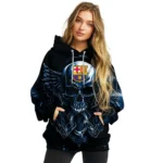 Barcelona Skull Artwork Blue Black Hoodie Best Selling