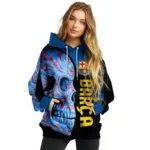 Barcelona Skull Motif Blue Black Hoodie Best Selling