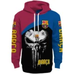 Barcelona Skull Punisher Black Hoodie Best Selling