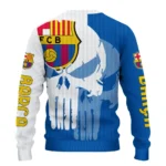 Barcelona Skull Split Blue White Sweater Best Selling
