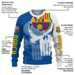 Barcelona Skull Split Blue White Sweater Best Selling