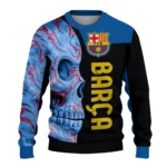 Barcelona Skull Swirl Blue Black Sweater Best Selling