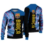 Barcelona Skull Swirl Blue Black Sweater Best Selling