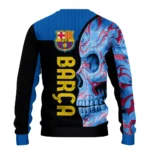 Barcelona Skull Swirl Blue Black Sweater Best Selling