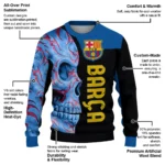 Barcelona Skull Swirl Blue Black Sweater Best Selling
