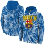 Barcelona Tie Dye Pattern Blue Hoodie Best Selling