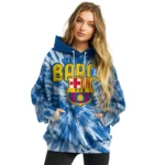 Barcelona Tie Dye Pattern Blue Hoodie Best Selling
