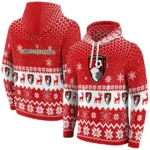 Bournemouth Reindeer Motif Red Hoodie Best Selling