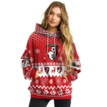 Bournemouth Reindeer Motif Red Hoodie Best Selling