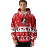 Bournemouth Reindeer Motif Red Hoodie Best Selling