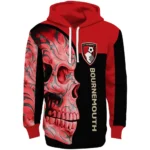 Bournemouth Skull Motif Red Black Hoodie Best Selling