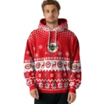 Brentford Reindeer Motif Red Hoodie Best Selling