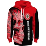 Brentford Skull Motif Red Black Hoodie Best Selling