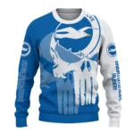 Brighton Hove Albion Skull Split Blue White Sweater Best Selling