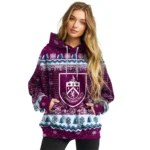 Burnley Christmas Trees Burgundy Hoodie Best Selling