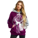 Burnley Graphic Punisher Burgundy White Hoodie Best Selling
