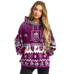 Burnley Reindeer Motif Burgundy Hoodie Best Selling