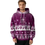 Burnley Reindeer Motif Burgundy Hoodie Best Selling