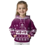 Burnley Reindeer Motif Burgundy Hoodie Best Selling