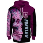 Burnley Skull Motif Burgundy Black Hoodie Best Selling